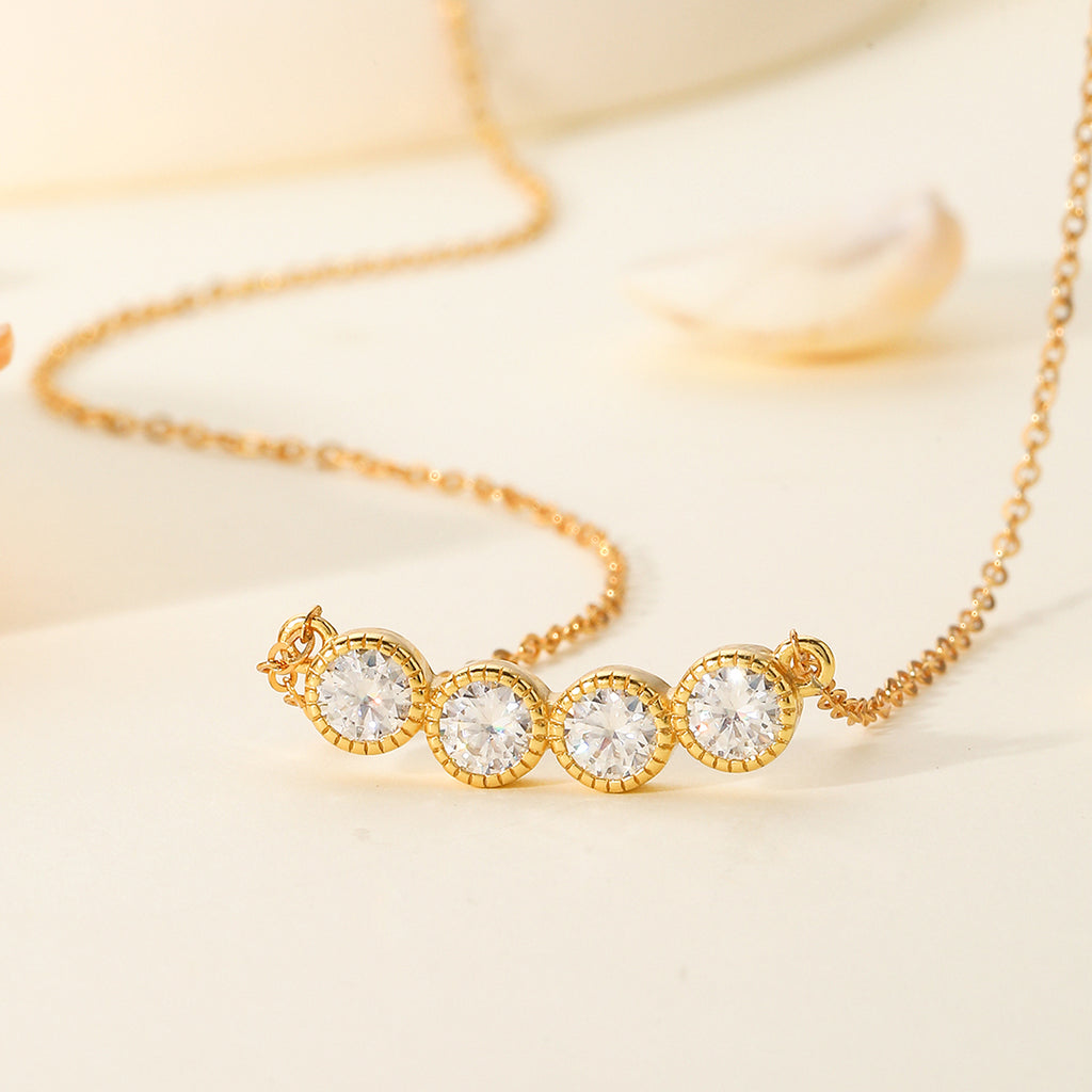 S925 Argent plaqué or Lunette 4 tons Collier de Moissanite 47cm D Couleur VVS1 GRA certifié