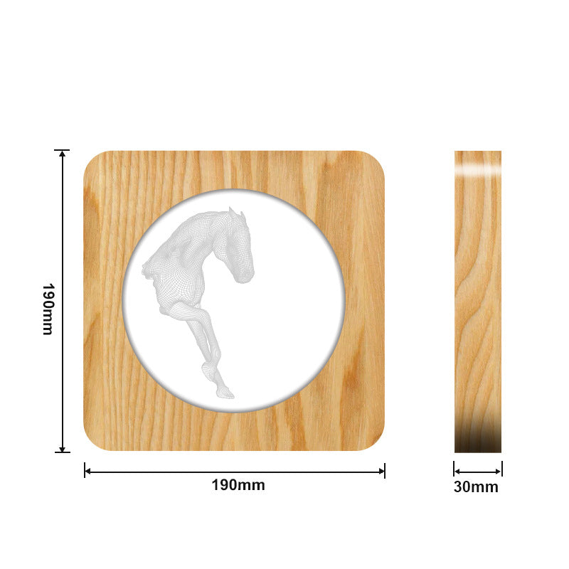 Lampe créative de cheval en bois