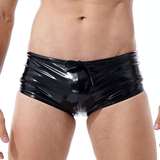 Sexy Bright Mirror PU cuir sous-vêtements pour hommes cuir