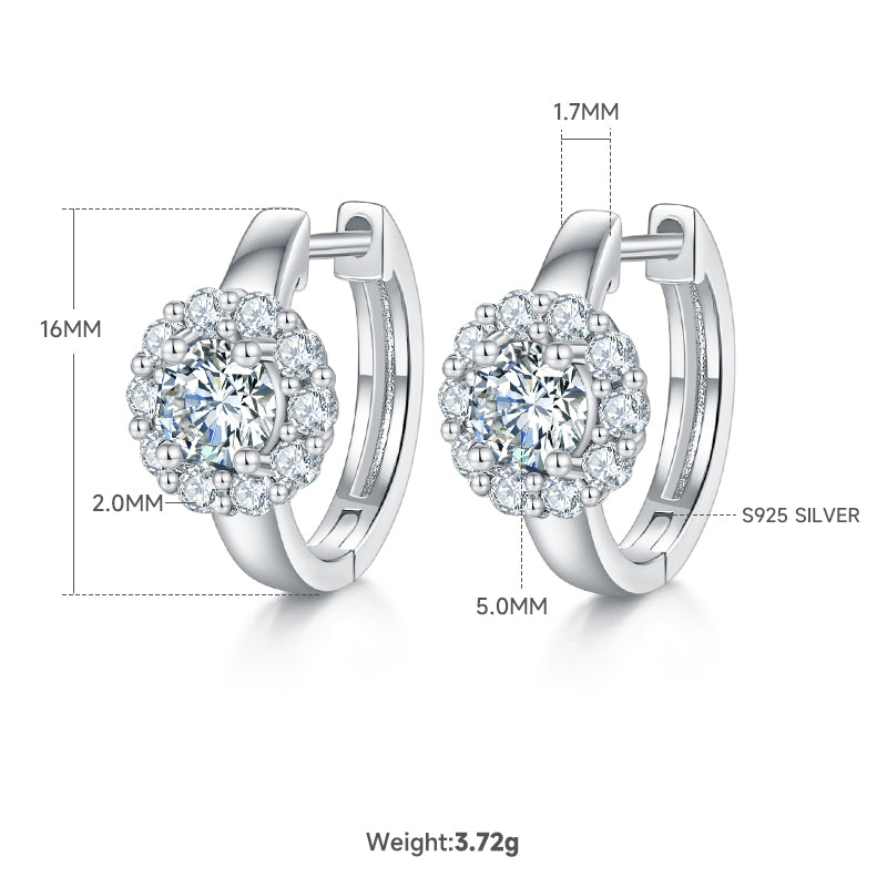 S925 Boucles d'oreilles en acier inoxydable en acier inoxydable de 5 mm Boucles d'oreilles en acier inoxydable en acier inoxydable de 16 mm