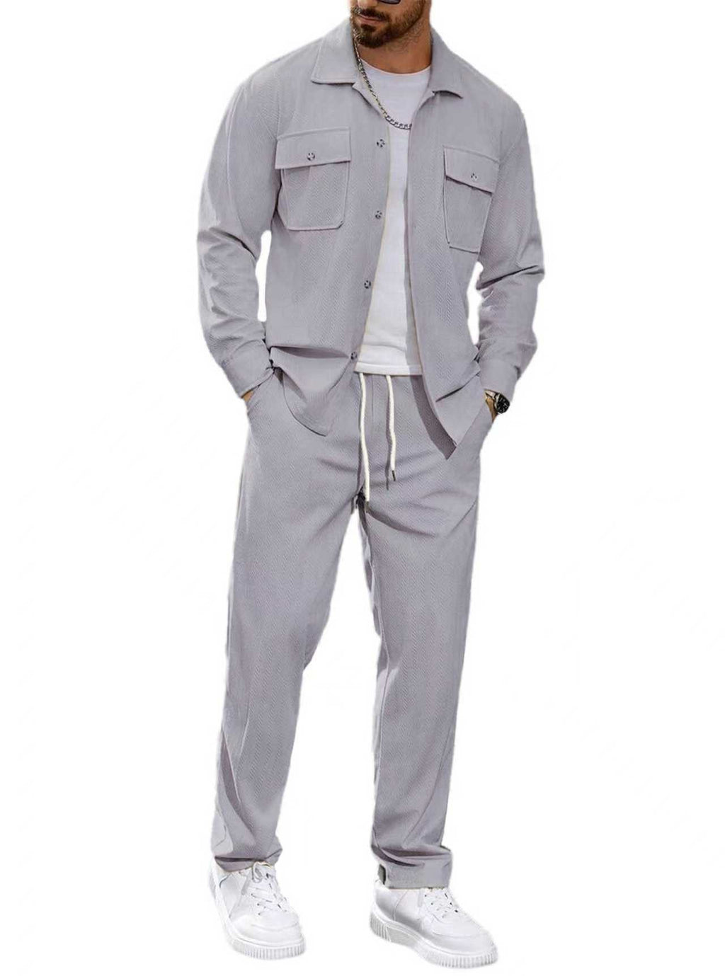 Veste de sport casual pour hommes et pantalons à jambe droite