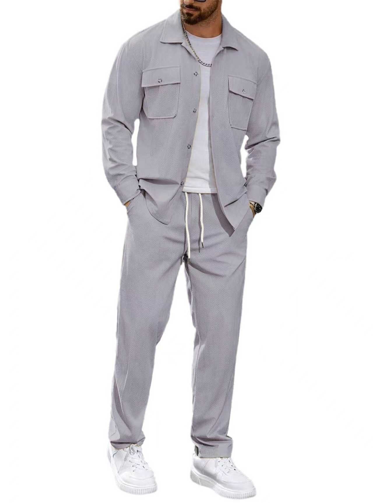 Veste de sport casual pour hommes et pantalons à jambe droite