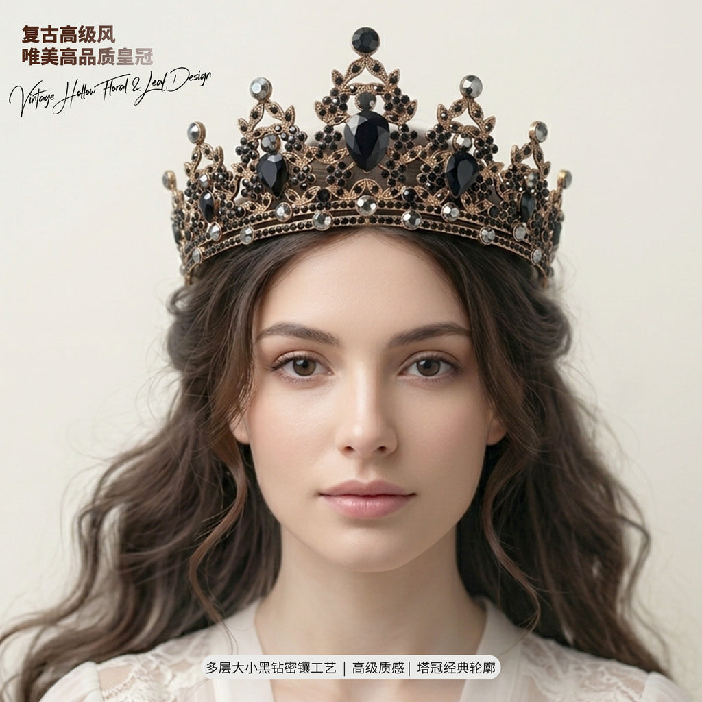 Tête haute en alliage sombre Strass Crownstylish