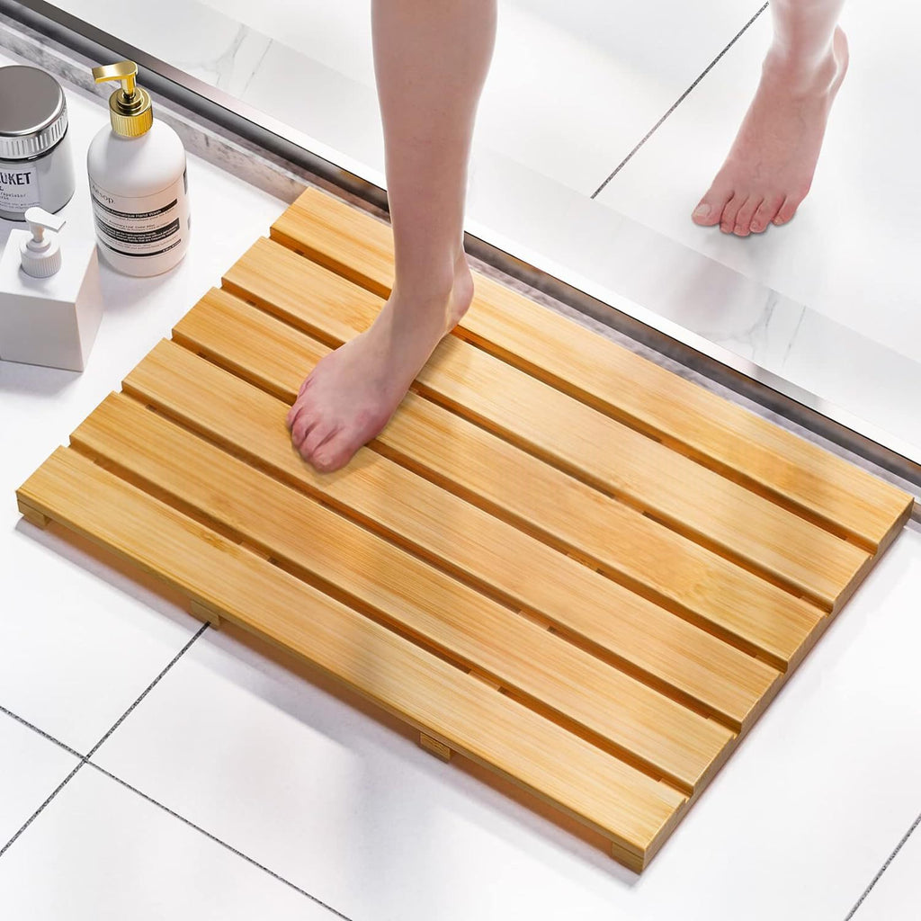 Bamboo salle de bain antidérapant tapis étanche salle de douche tapis
