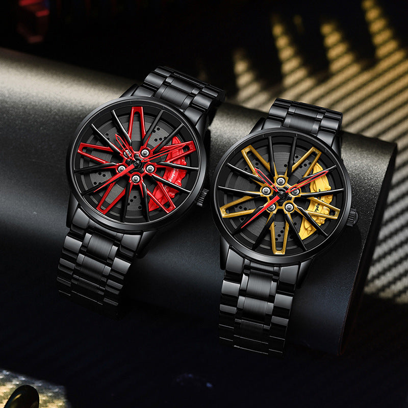 Montre Quartz Homme forgée de voiture Kini Hollow à trois dimensions