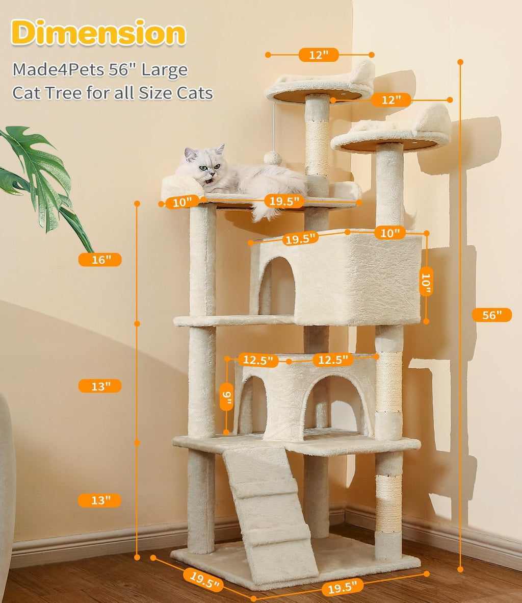 Arbre de chat multicouche de 56 pouces