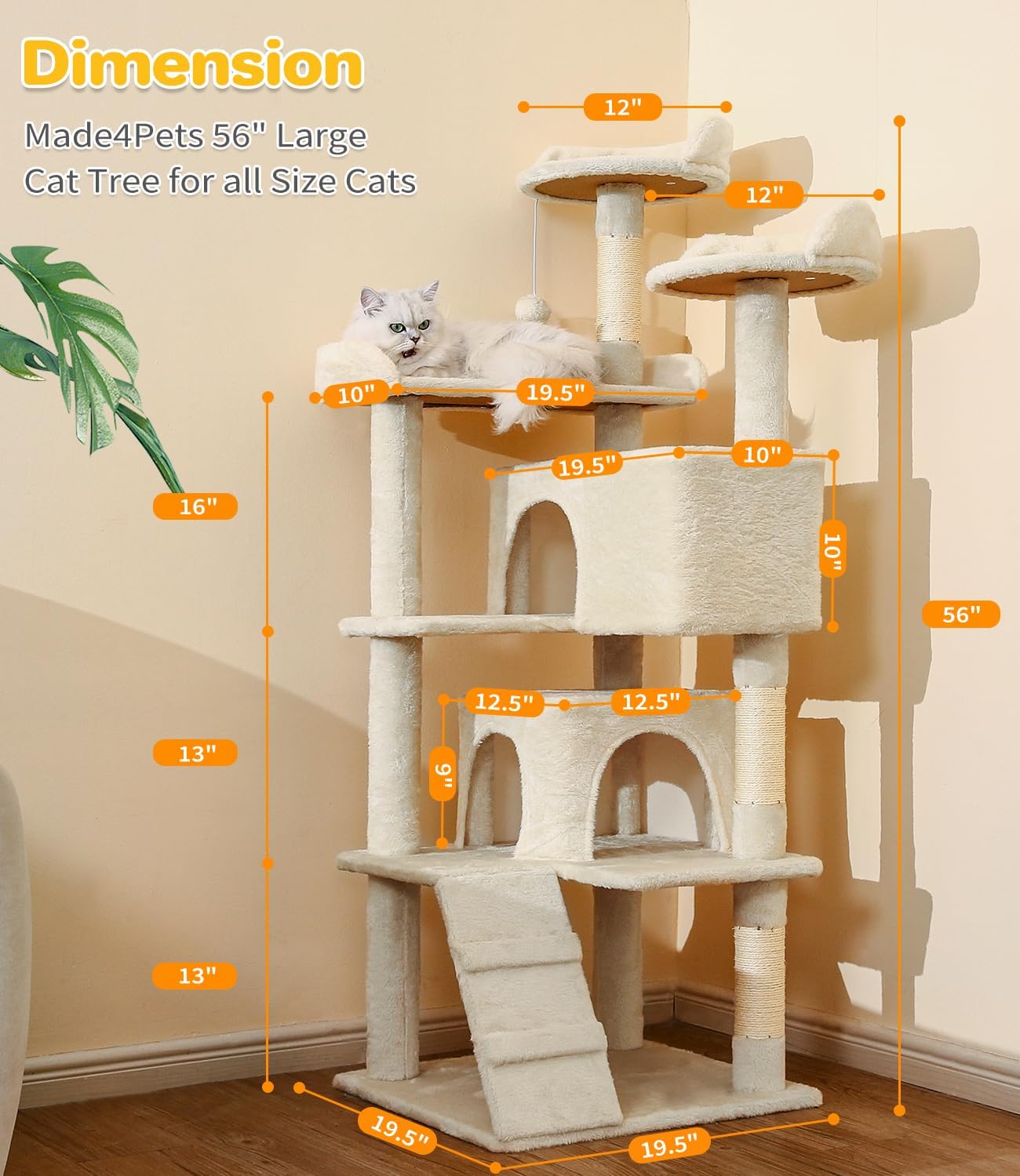 Arbre de chat multicouche de 56 pouces