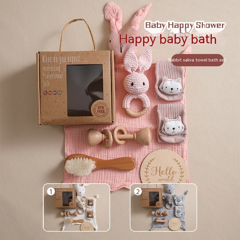 Ensemble cadeau de serviette de bain de lapin pour bébé Comfort Rattle