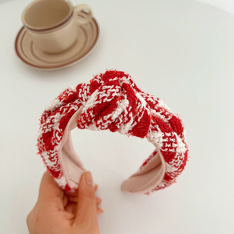 Série rouge de Noël large brim cheveux pression noeud dans le bandeau moyen