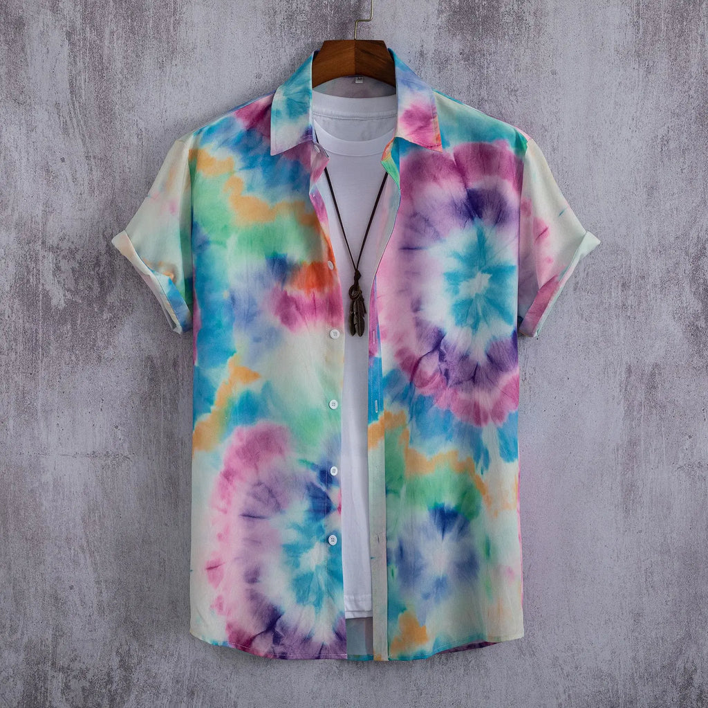 Chemise homme manches courtes Impression numérique 3D Hawaiian Trendy Cardigan Shirt