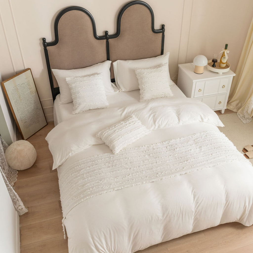 Drapeau de lit en coton de couleur solide Jacquard