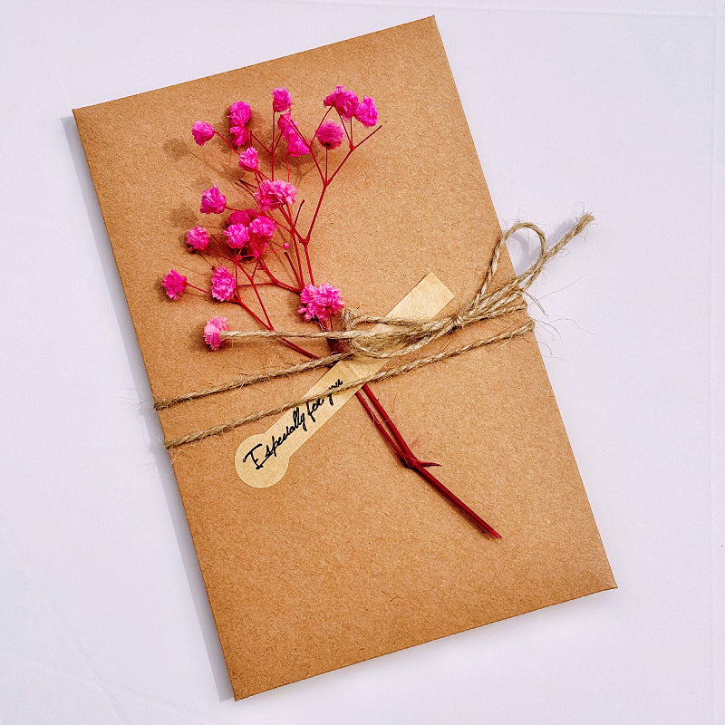 Starry Sky Fleur séchée manuscrite Merci Carte de voeux