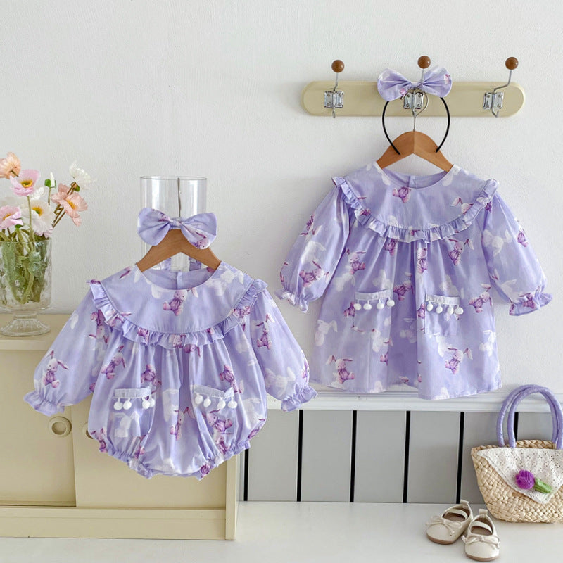 Bébé fille Triangle Rompers robe violette