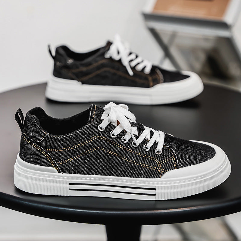 Homme style coréen Fashion Plus Taille Low-top Denim Casual Sneakers entièrement appariés