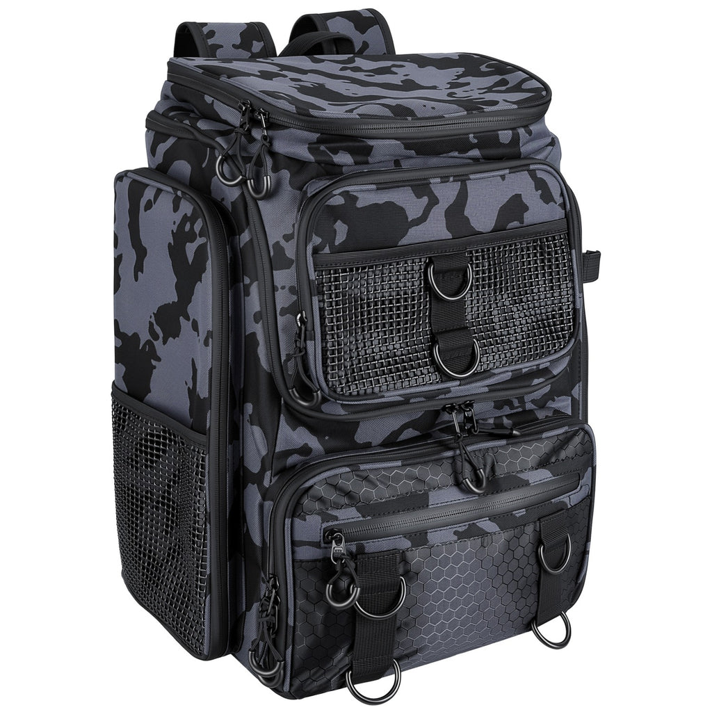42L 11Gal sac à dos de pêche grande capacité de pêche sac de rangement avec porte-rodes 16 P
