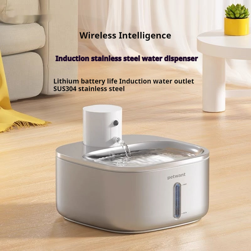 Distributeur d'eau en acier inoxydable pour animaux de compagnie Charge sans fil Smart 32L
