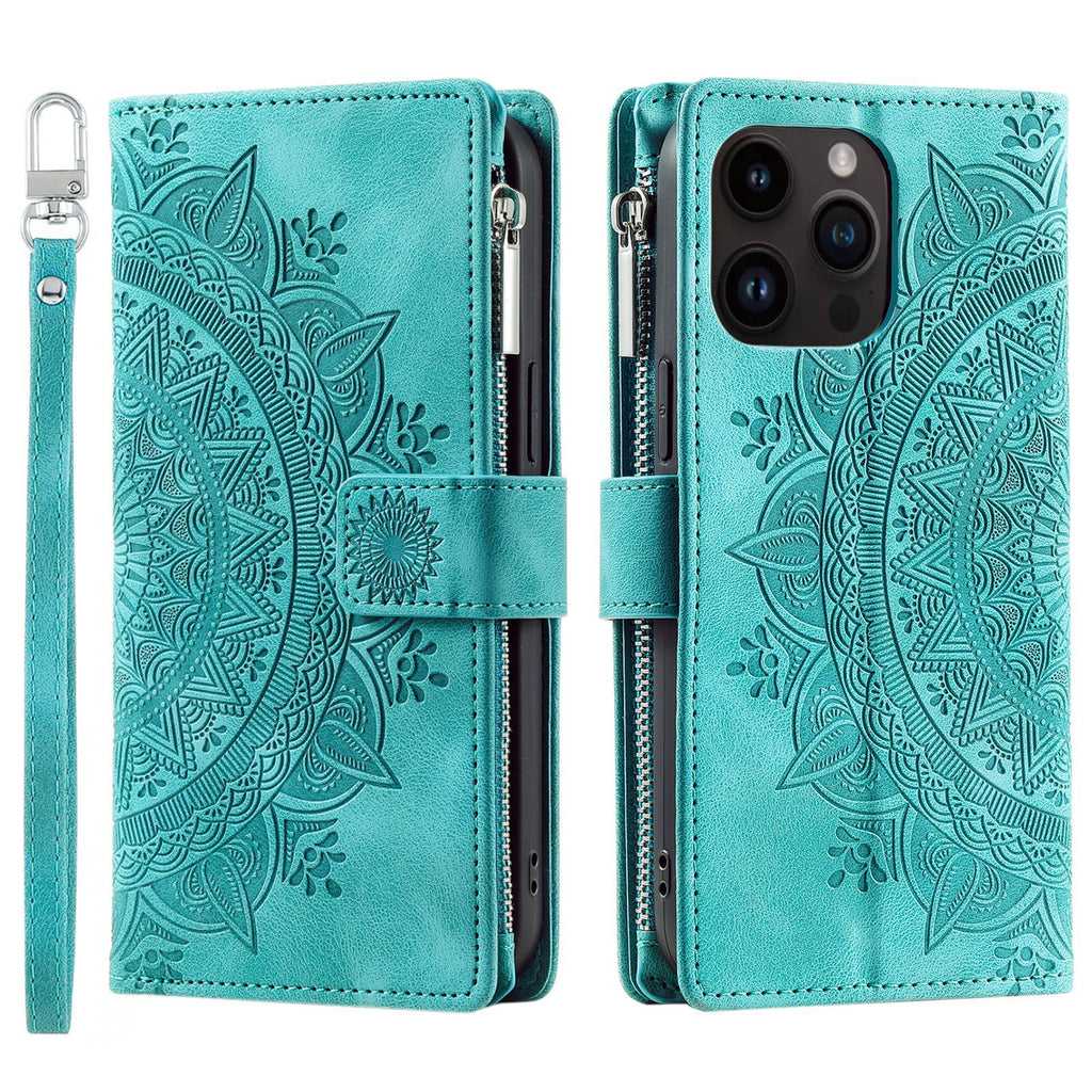 Carte Zipper Sac Téléphone portable En cuir Embossed carte Insert Protection Shell