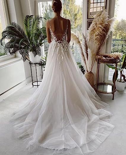 Robe de mariée pour femmes Bracelet en dentelle Sans dos