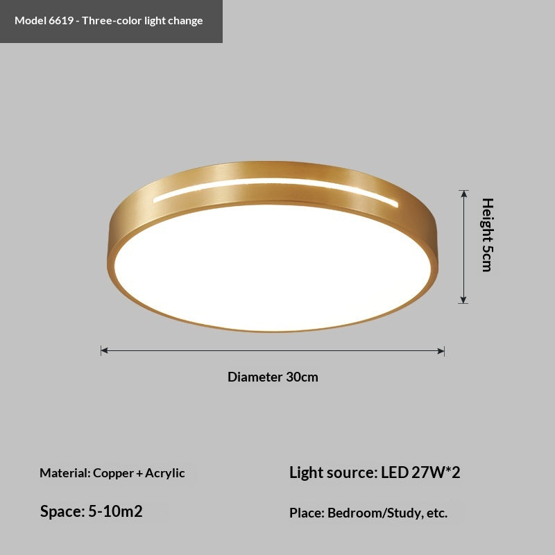 Luminaire de plafond à DEL tout cuivre à usage domestique simple