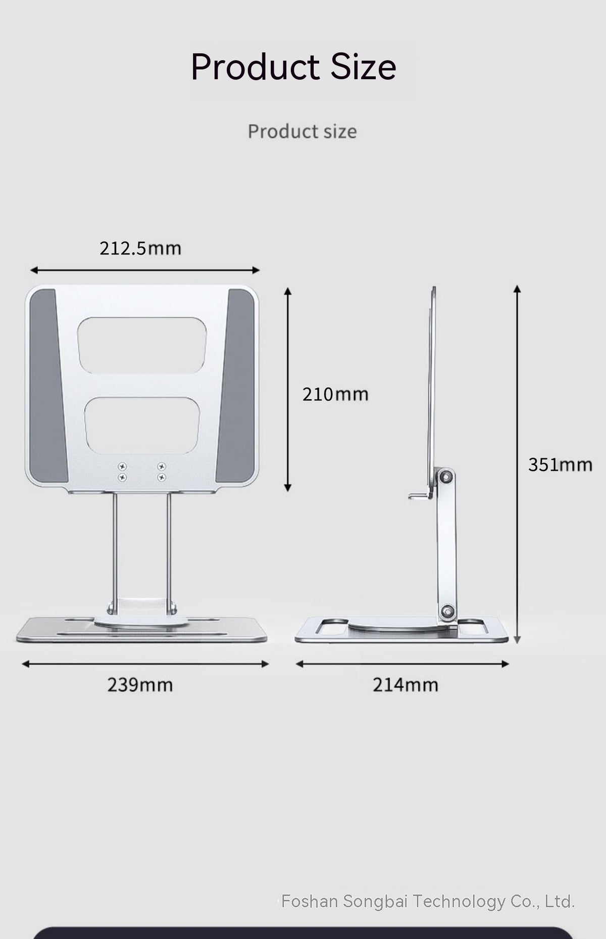 Support pour ordinateur portable et tablette en alliage d'aluminium