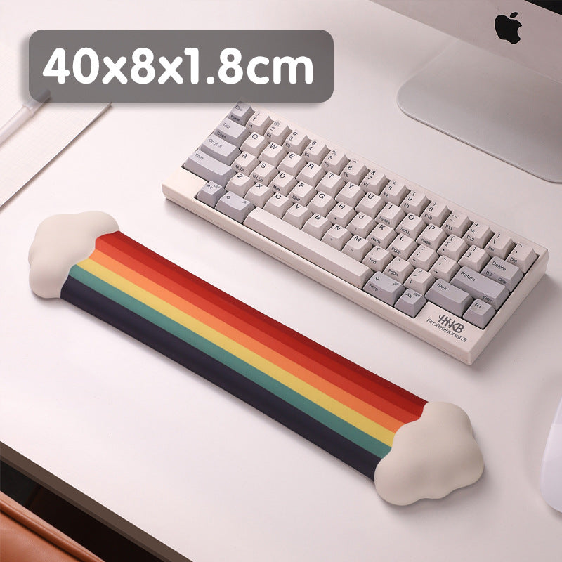 Cloud Rainbow Silica Gel Wrister Mouse Pad Keyboard Support Slippery Lavable