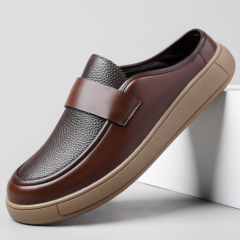 Chaussures casuales à point bas à bout large avec dessus de cowhide