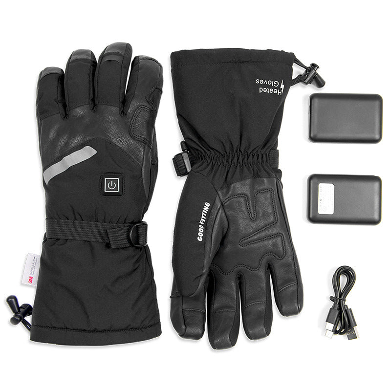 Gants de chauffage électrique en peau de mouton Moto Thermique Smart Touch Écran Ski extérieur