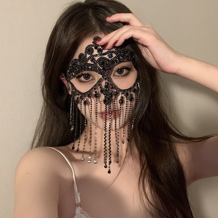 Masque de boule Zircon Tassel Hairband Vintage Style Fenêtre visage