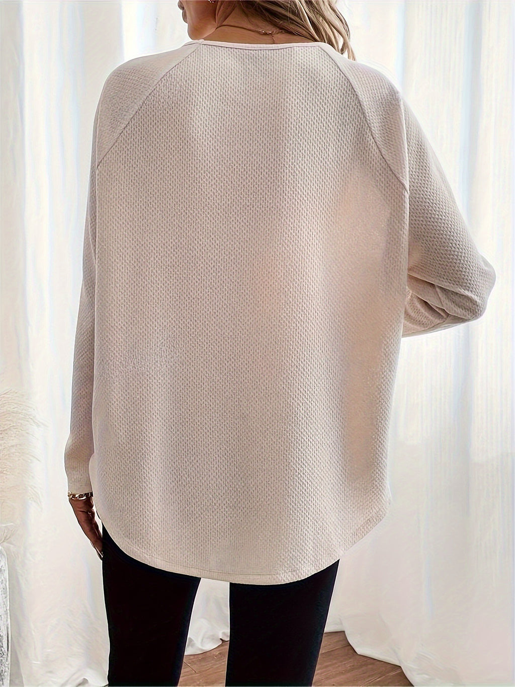 Automne Arrivée Solid Color Waffle-Knit Hors-Sholder Pullover Top pour les vêtements de salon
