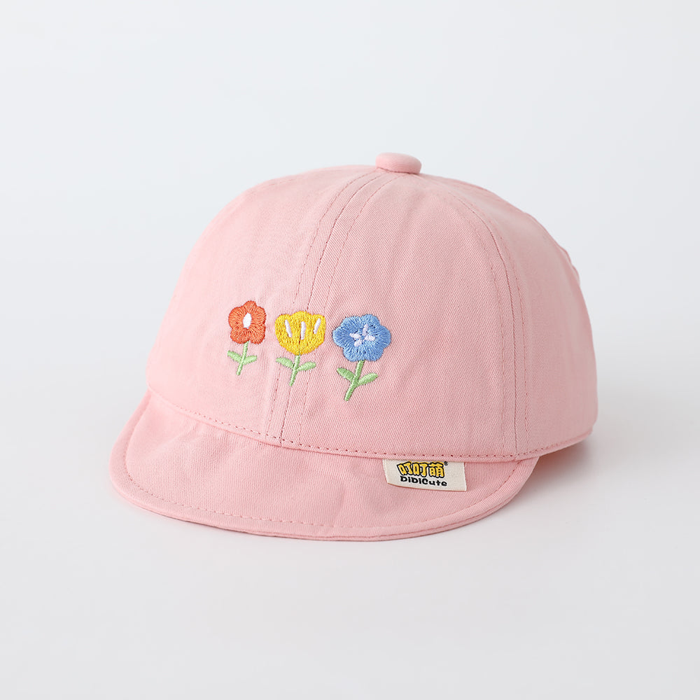 Enfants Solid-colore Trois fleurs brodées Ajustable Simple et Trendy Soft-brim Bas