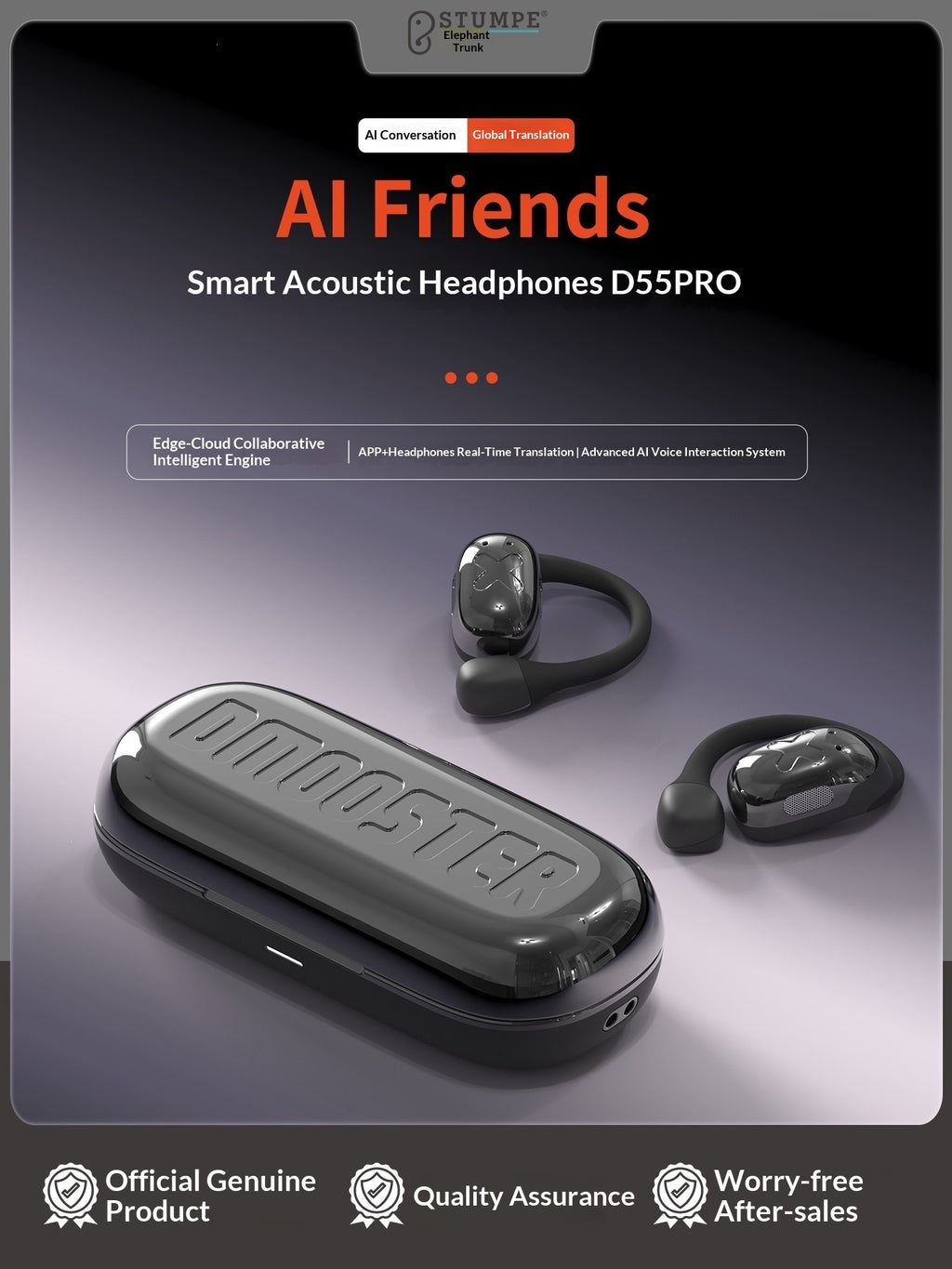 Casques Bluetooth intelligents AI D55PRO Avec le modèle Deepseek pour la traduction simultanée