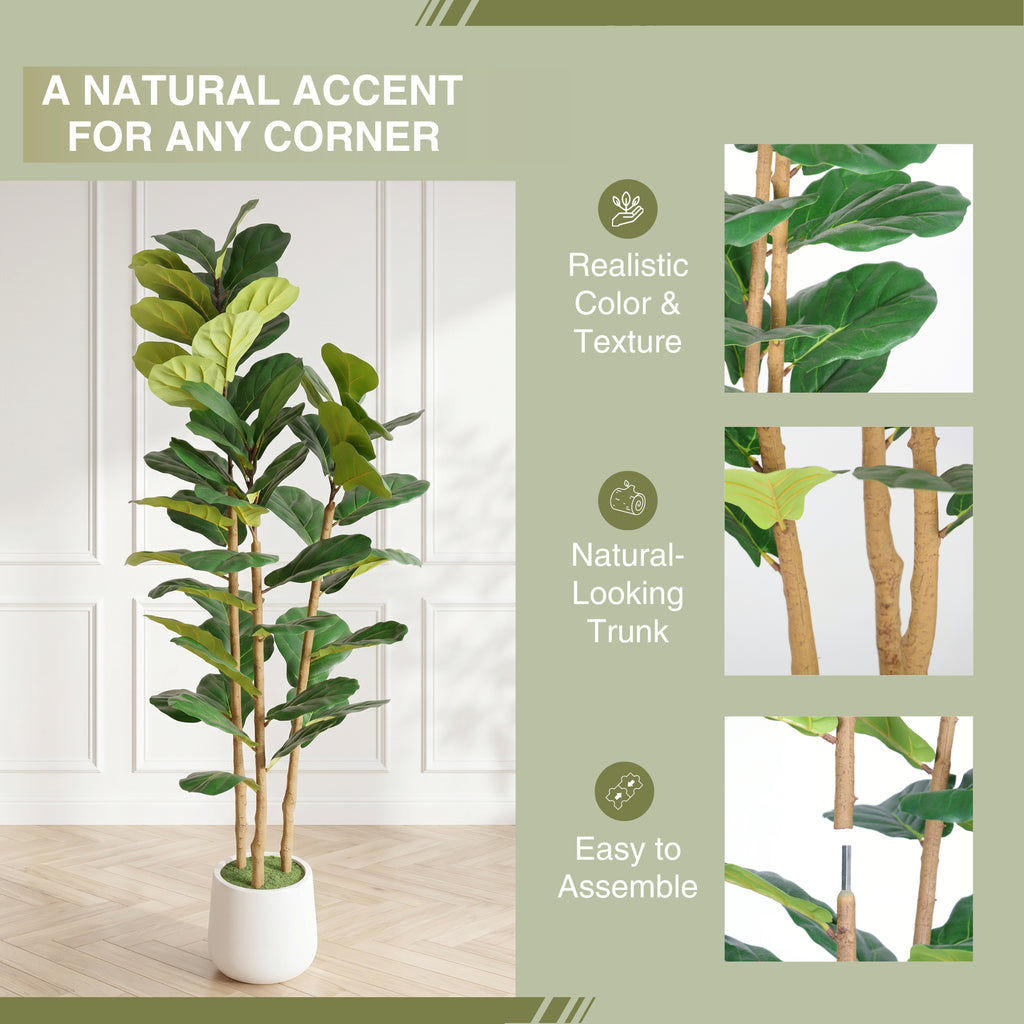 5.2FT Figuier artificiel de feuille avec pot blanc décoratif