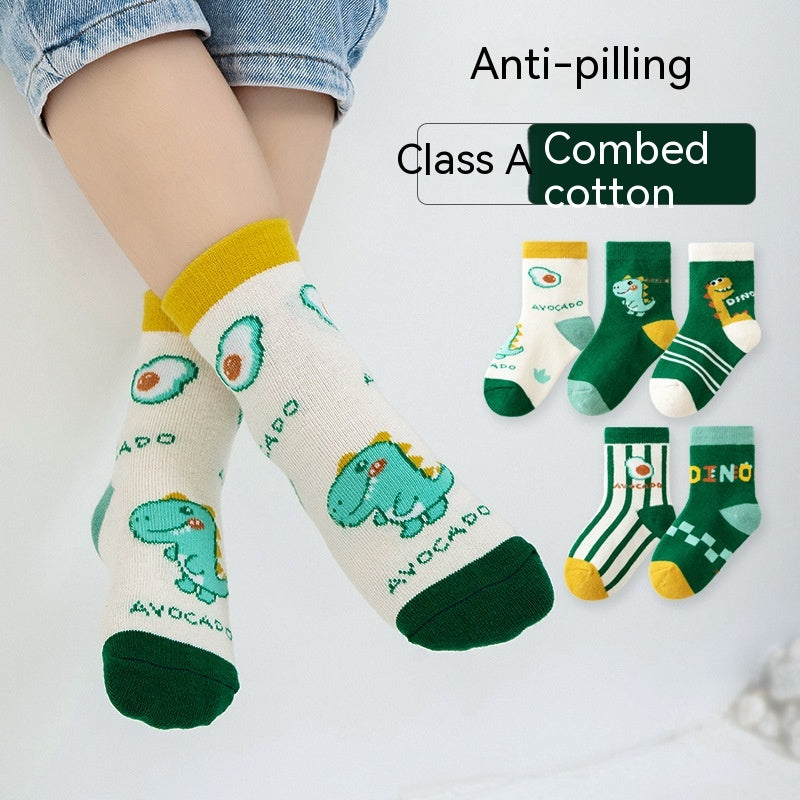 Chaussettes pour enfants Printemps et Automne mince Longueur mi-calf Couleur solide Chaussettes en coton