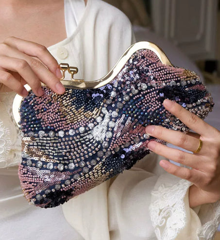 Sac à selle perle avec paillettes Chic embrayage et design Crossbody