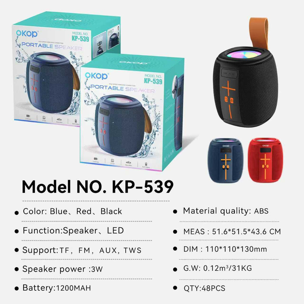 KP-539 Haut-parleur bluetooth extérieur portable Best-Selling Double aimant Basse lourde RGB Ambient