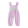 Crème glacée Broderie Ruffled Overalls Pour les filles