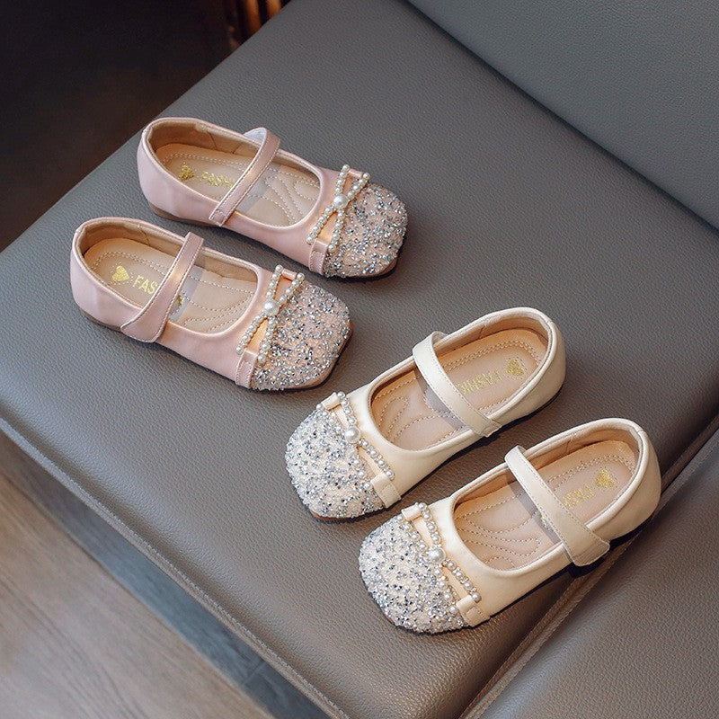 Chaussures en cuir de perles d'été filles