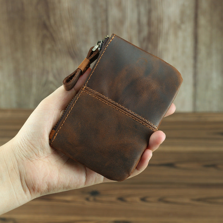Rétro homme Crazy Horse Cuir Pièce Purse