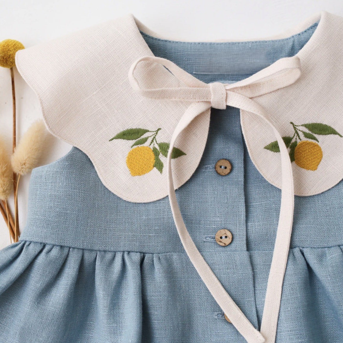 Enfants sans manches Broded-Neck Top et shorts ensemble à deux pièces