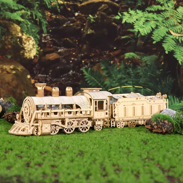 Puzzle 3D en bois Kits de modèle de train mécanique Le cerveau Puzzles de construction de véhicules Kits Un
