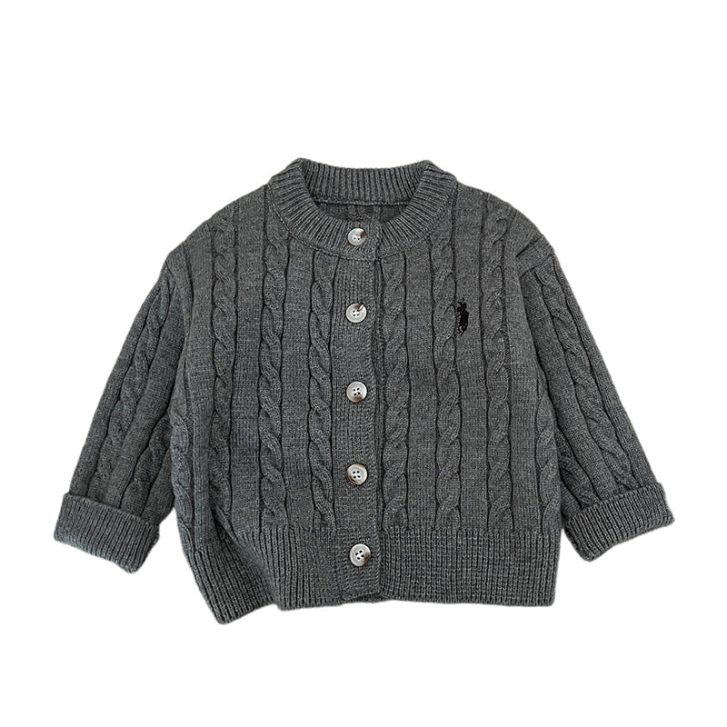 Chandail à la mode brodé casual tricoté Cardigan enfants