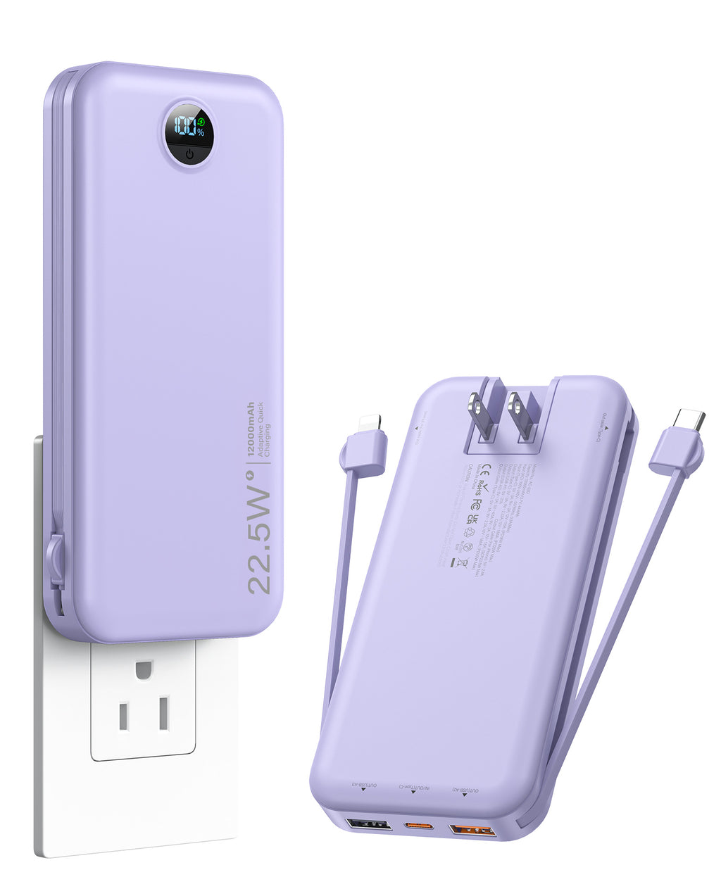 Banque de puissance rechargeable avec recharge rapide et câble