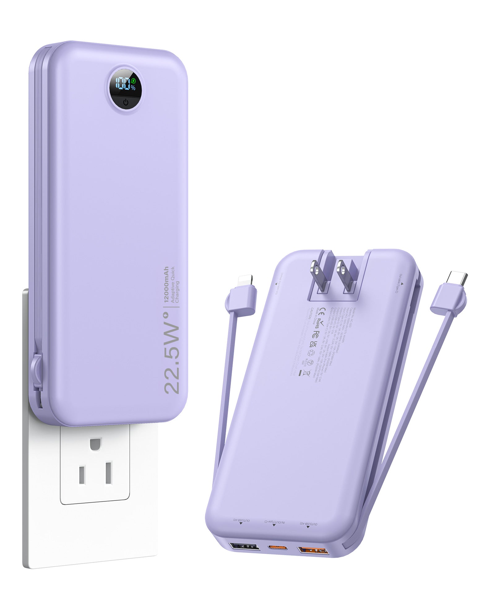 Banque de puissance rechargeable avec recharge rapide et câble