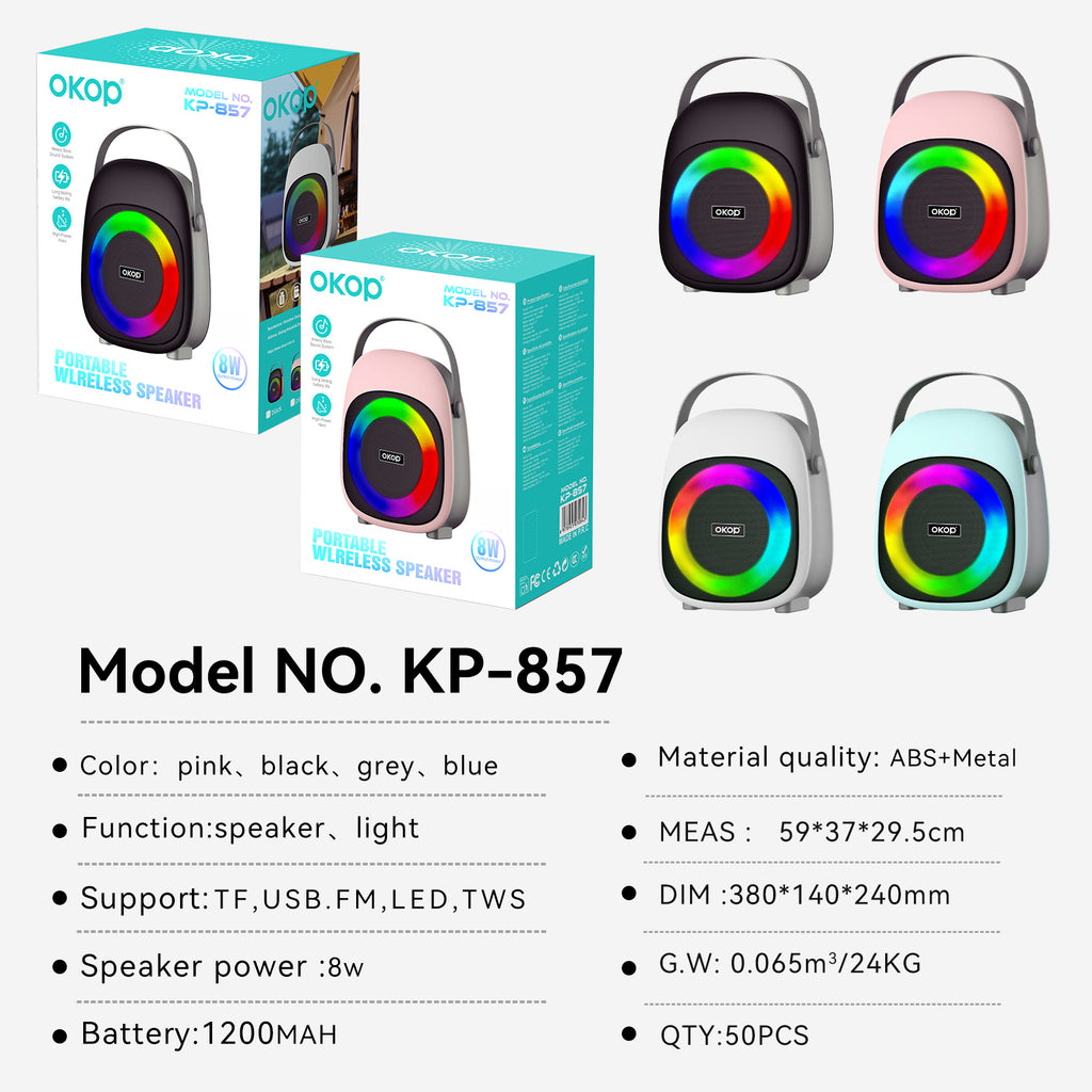 KP-857 Hot-Selling Mini haut-parleur Bluetooth portable haut-parleur extérieur sans fil avec RGB Ambie