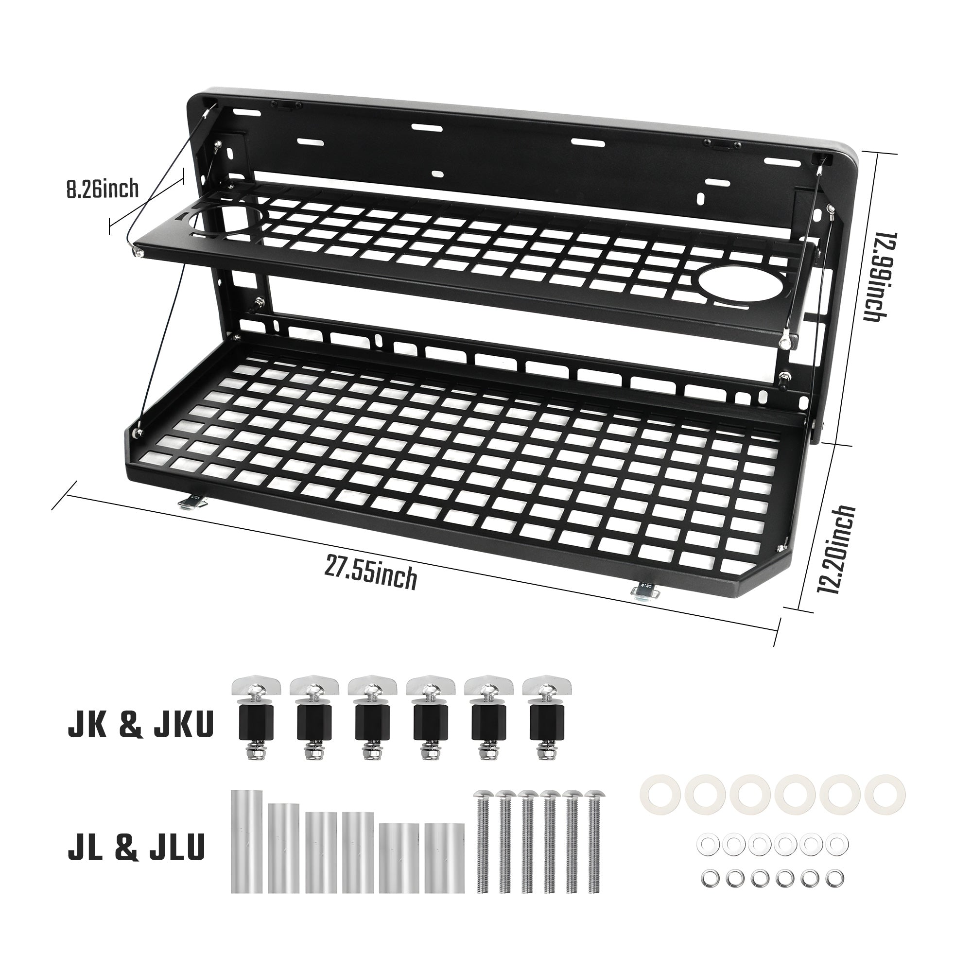 Table de hayon 2 étages arrière Rangement pliable Cargo Rack Bureau de camping extérieur pour 2007- Jeep