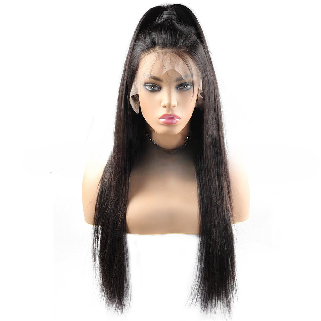 Femme Mode Dentelle Pleine Noir Cheveux Humains Perruque