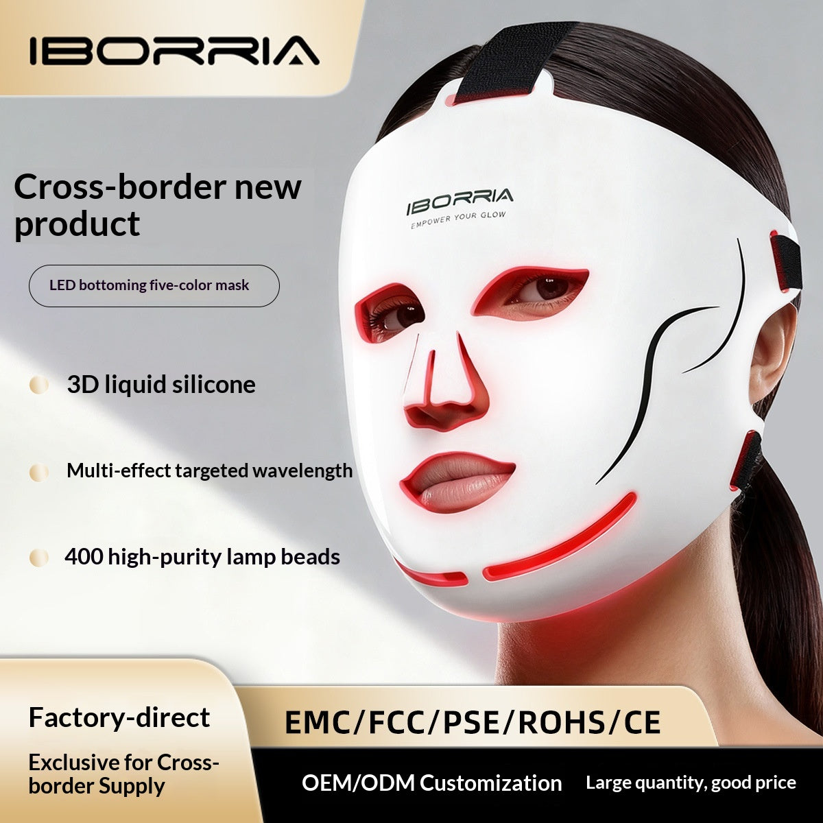 Silicone LED rouge lumière photon peau rajeunissement Photothérapie facial de beauté