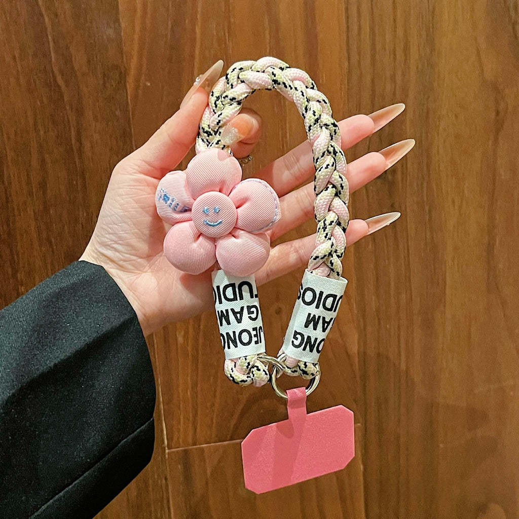 Coffret de téléphone en forme de chanvre court Lanyard avec boutons Bracelet de téléphone anti-perte