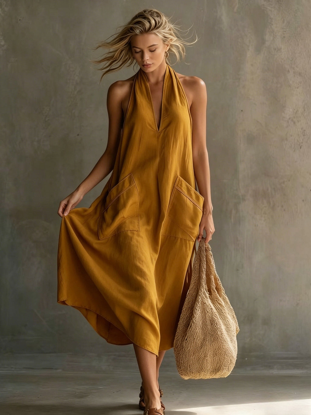 Robe anti-côté V avec poches - Sexy & Fashionable