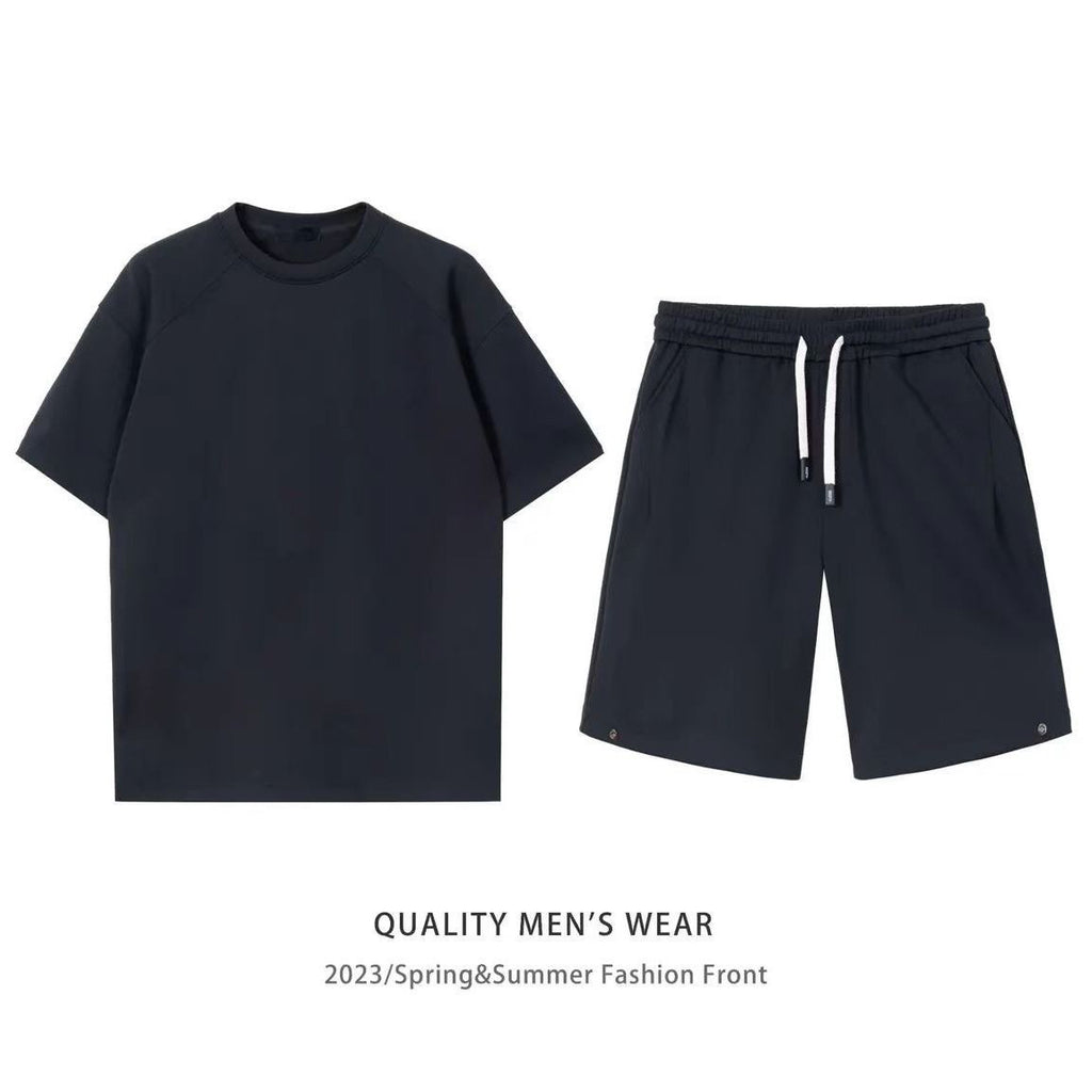 Simple Short-sleeved Couple Style Slip Two-Piece